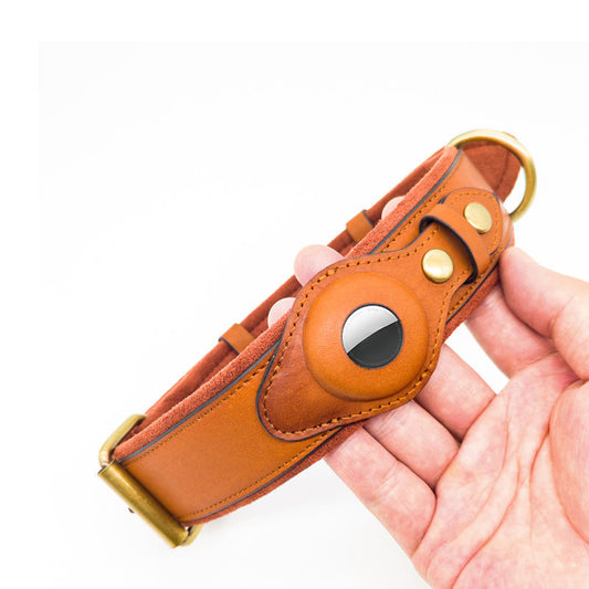 Dog Collar with Airtag slot: Premium Leather